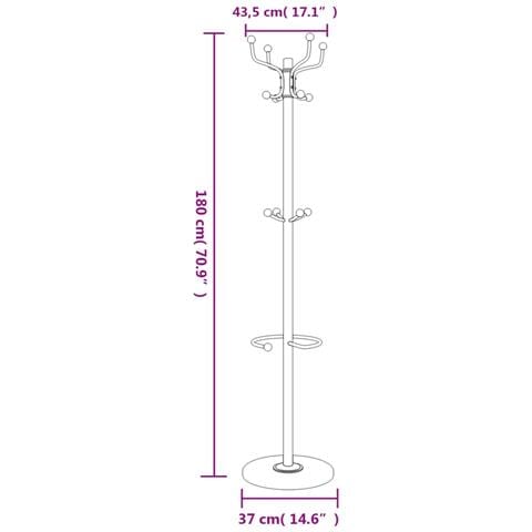 Appendiabiti con Portaombrelli Nero 180 cm Ferro Verniciato - Foto 8