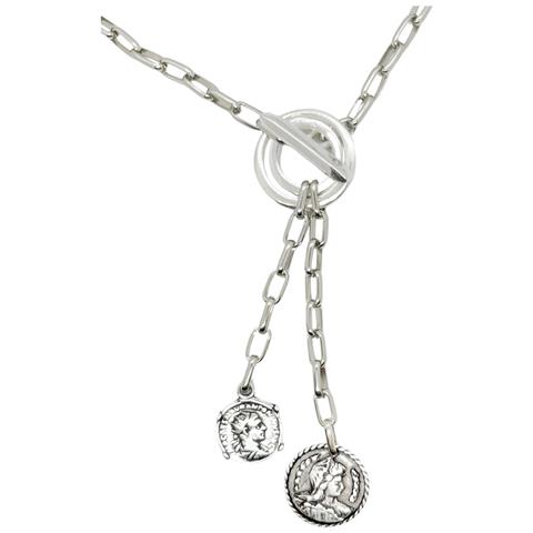 Collana Con Cravatta E Doppia Chiusura A Moneta In Argento - Foto 2