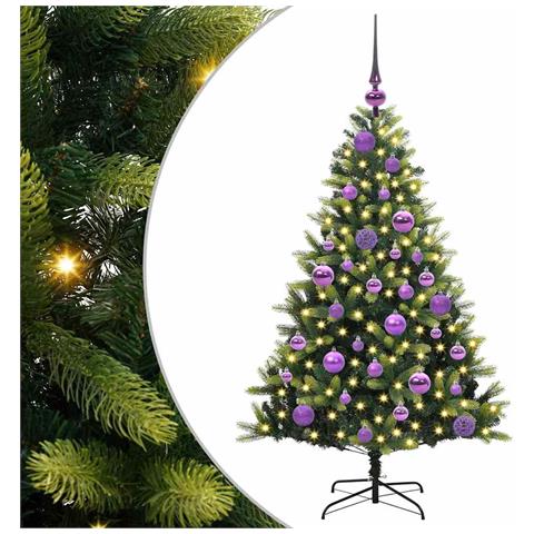 Albero di Natale Artificiale Pieghevole 150 LED Verde 120 cm - Foto 1