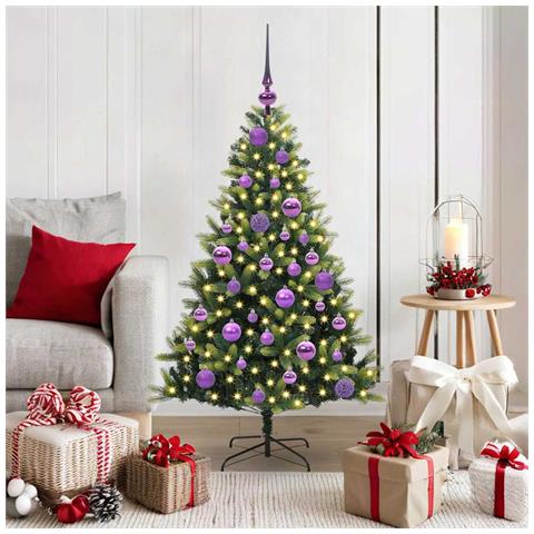 Albero di Natale Artificiale Pieghevole 150 LED Verde 120 cm - Foto 2