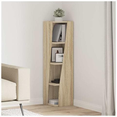 Mobile angolare Bianco 27,5x27x102cm Legno multistrato - Foto 2