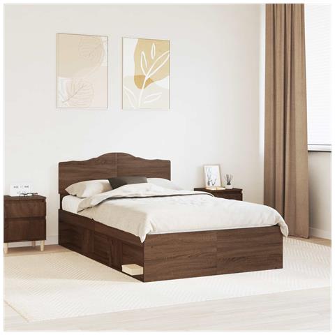 Struttura del letto Rovere Marrone 120 x 200 cm Pino massello - Foto 2