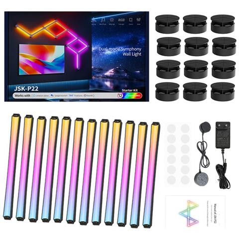 Strisce Led Rgb Smart Fai-da-te, Controllo Wifi Bluetooth, 12 Sezioni - Perfette Per L'arredamento Domestico Black - Foto 1