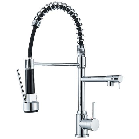 Rubinetto per lavello da cucina, Blackswan, tipo M386 con 2 modalità e 2 uscite, doccia mobile, modello cromato, misura 47 cm - Foto 1