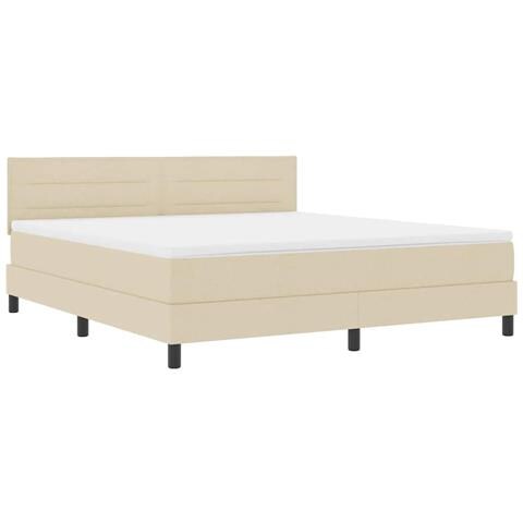 Letto a molle con materasso Crema 180 x 200 cm Tessuto - Foto 1