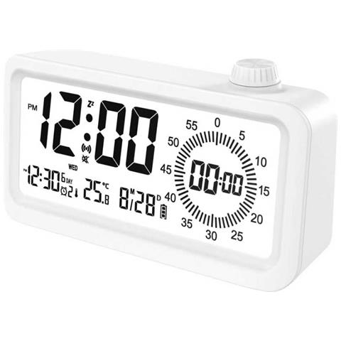 Sveglia Smart Ricaricabile Con Lcd, Luce Notturna E Timer Countdown White - Foto 1