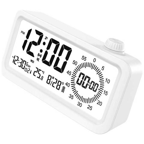 Sveglia Smart Ricaricabile Con Lcd, Luce Notturna E Timer Countdown White - Foto 2
