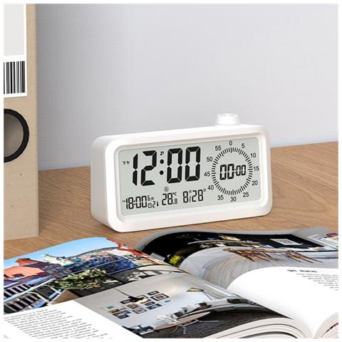 Sveglia Smart Ricaricabile Con Lcd, Luce Notturna E Timer Countdown White - Foto 6