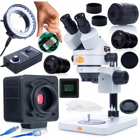 Set Microscopio Trinoculare Mercury Pro Msmp-t-ps1 Con Camera Crux Pro 5mp E Illuminatore 56xled - Alta Qualità Ottica, Zoom 7x-270x, Uso Professionale - Foto 1
