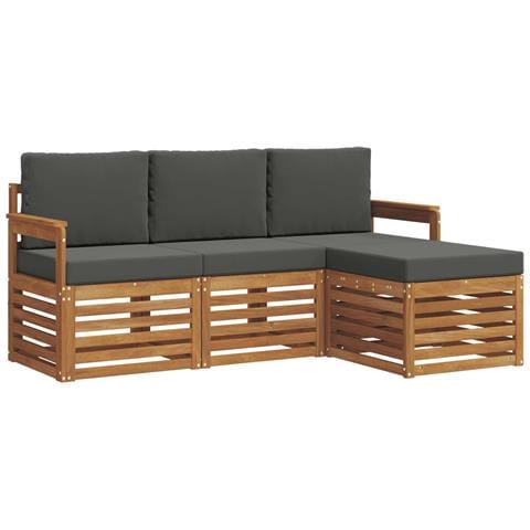 Set divani 4 pcs Naturale e Antracite Legno di Acacia Massello - Foto 1