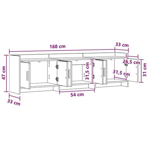 Mobile TV 168 x 33 x 47 cm Rovere Fumo Legno ingegnerizzato - Foto 8