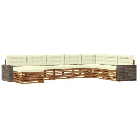 Set di divani da esterno con cuscino 8 pcs Naturale e Crema - Foto 1