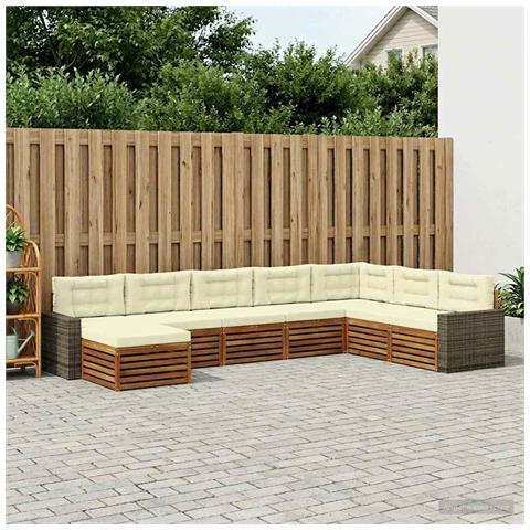 Set di divani da esterno con cuscino 8 pcs Naturale e Crema - Foto 2