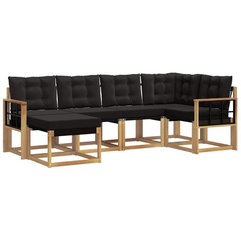 Set di divani da esterno con cuscino 6 pcs Bianco e Nero - Foto 1