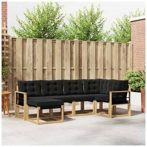 Set di divani da esterno con cuscino 6 pcs Bianco e Nero - Foto 2
