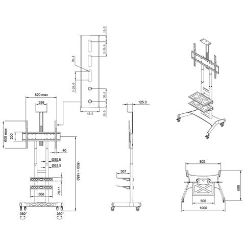 3601 Supporto TV a parete 2,03 m (80") Nero - Foto 2