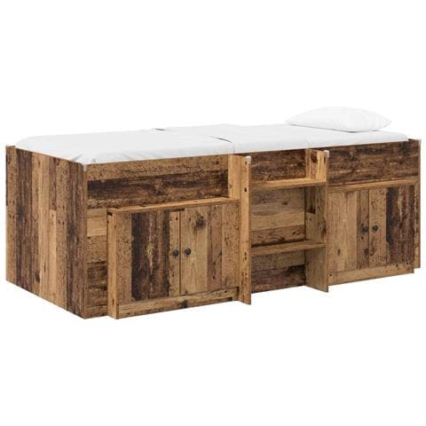 Struttura Letto Loft con Mobile con porta 3 pz Legno antico - Foto 1
