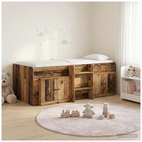 Struttura Letto Loft con Mobile con porta 3 pz Legno antico - Foto 2