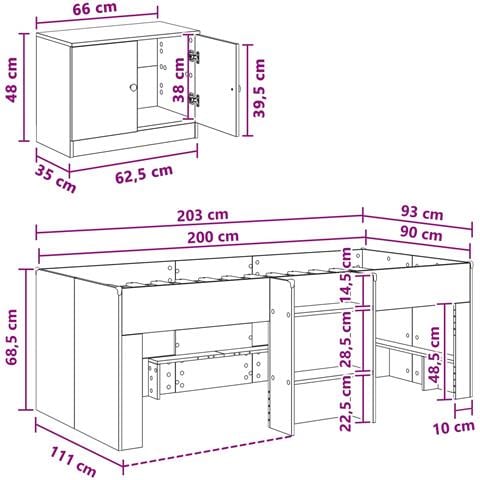 Struttura Letto Loft con Mobile con porta 3 pz Legno antico - Foto 7