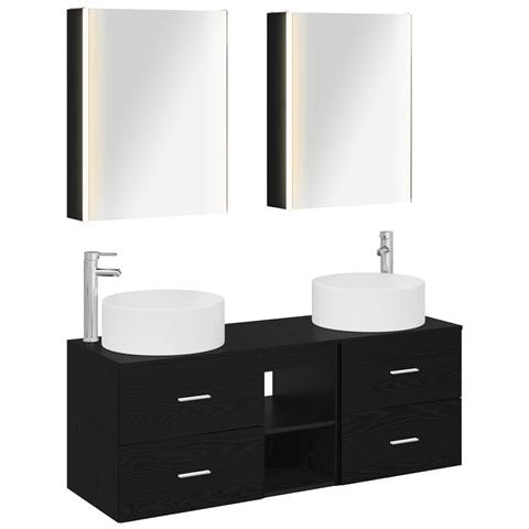 Set di mobili per il bagno 5 pcs Rovere Nero - Foto 1