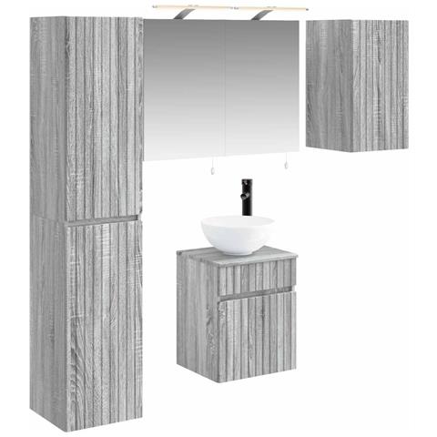 Set di Armadi da Bagno 5 pcs Sonoma grigio 40 x 10,5 x 60,5 cm - Foto 1