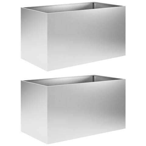 Vaso da giardino 2 pz Argento 100 x 50 x 50 cm Acciaio zincato - Foto 1