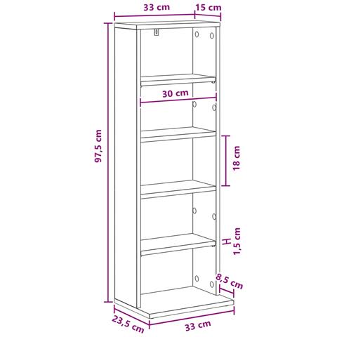 Mobile per CD Grigio Cemento 33 x 23,5 x 97,5 cm - Foto 9