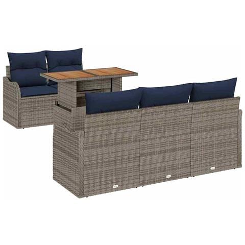 Set Divano da Giardino 6 pz grigio e blu navy - Foto 1