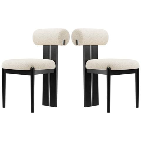 Set Di 2 Sedie Da Pranzo Schienale Cilindrico 50x61.5x78.5cm - Beige - Foto 1