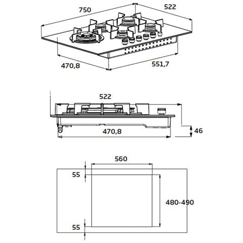 Piano Cottura HILW 75222 S a Gas 5 Fuochi Gas Colore Nero - Foto 3