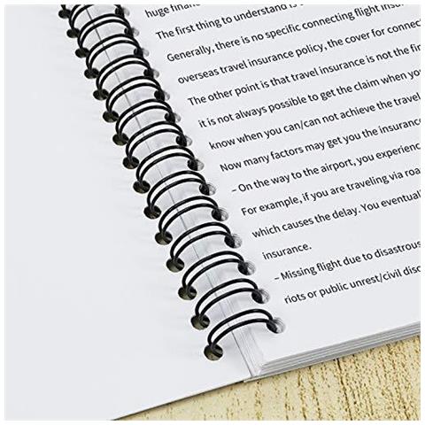 111 Millimetri Filo Di Rilegatura Spine A4 Nero 3 1 Passo Fili Perfetto Per Presentazioni E Progetti Di Documenti 34 Loop Anelli Di Filo Confezione Da 100 - Foto 4