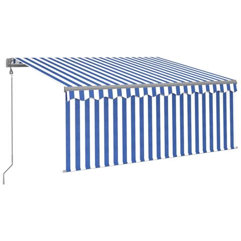 Tenda Sole Retrattile Automatica Parasole 3,5x2,5 m Blu Bianca - Foto 1