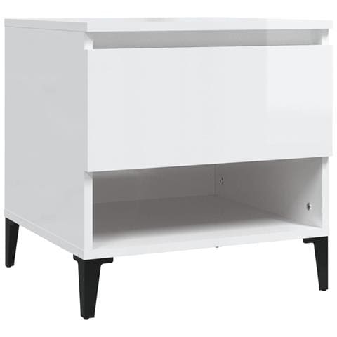 Tavolino Bianco Lucido 50x46x50 Cm In Legno Multistrato - Foto 1