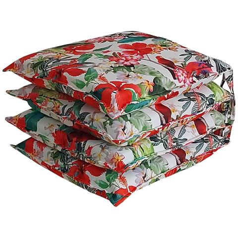 Set 4 Coprisedia Cucina Sfoderabili Con Laccetti In Stampa Digitale Double Face 40x40x5 Cm (parrots) - Foto 1