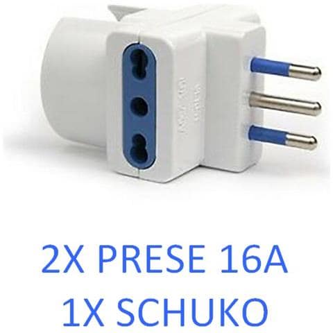 Sl1042 Presa Multipla Adattatore Con Spina 16a + 2 Prese 10a-16a Bivalenti + 1 Schuko White - Foto 2