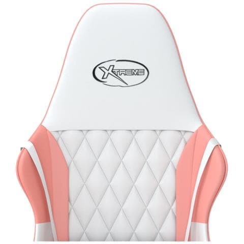 Sedia Da Gaming Massaggiante Bianco E Rosa In Similpelle - Foto 8