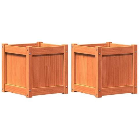 Fioriere Da Giardino 2pz Marrone Cera Legno Massello Di Pino - Foto 1