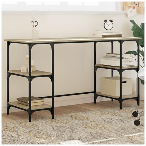 Scrivania Rovere Sonoma 140x50x75cm Metallo E Legno Multistrato - Foto 1