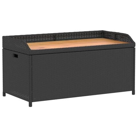 Panca Portaoggetti Nera 100x50x52 Cm Polyrattan E Legno Acacia - Foto 2