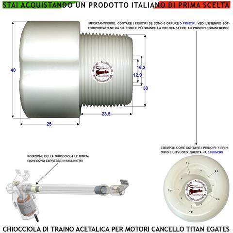 Boccola Acetalica Chiocciola 5 Principi Trainata Dalla Vite Senza Fine Fa Scorrere Lo Stelo Dei Pistoni Titan Apre E C - Foto 1
