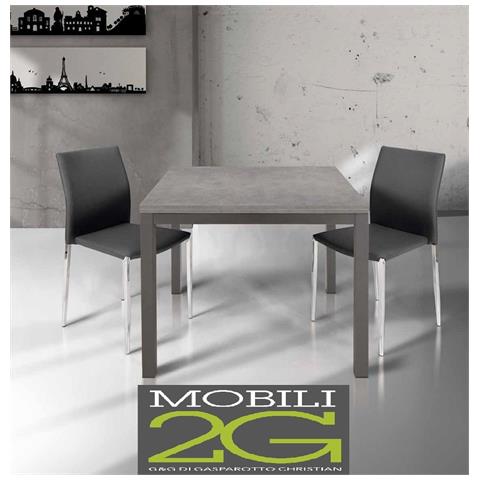 Tavolo Moderno Grigio Cemento Allungabile Libro 90x90 - Foto 1