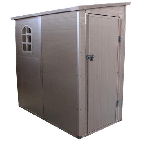 Casetta Cottage Addossata Da Giardino Porta Attrezzi In Resina Effetto Legno Monterosa Marrone - Foto 1