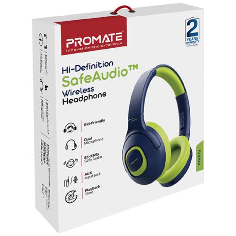 Cuffie Wireless Per Bambini Coddy Safeaudio Volume Limitato A 93 Db, 20 Ore Di Riproduzione Continua Verde - Foto 7