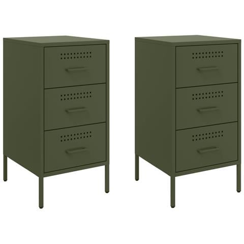 Comodini 2 pz Verde Oliva 36x39x68 cm in Acciaio - Foto 1