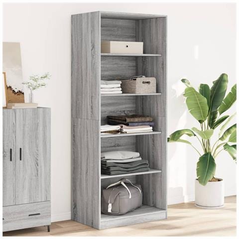 Armadio Grigio Sonoma 80x50x200 Cm In Legno Multistrato - Foto 1