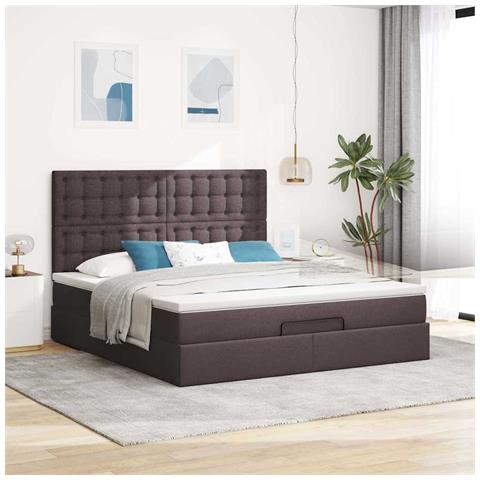 Struttura Letto Pouf Con Materasso 180x200 Cm In Tessuto - Foto 3