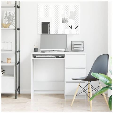 Scrivania Bianca 90x45x76 Cm In Legno Multistrato - Foto 2