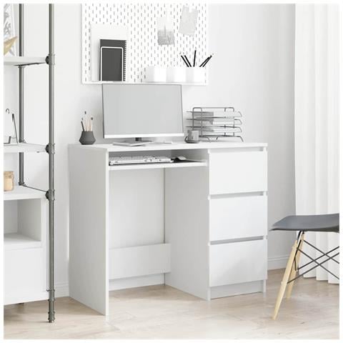 Scrivania Bianca 90x45x76 Cm In Legno Multistrato - Foto 8