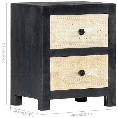 Comodino Intagliato A Mano Grigio 40x30x50 Cm Massello Di Mango - Foto 8