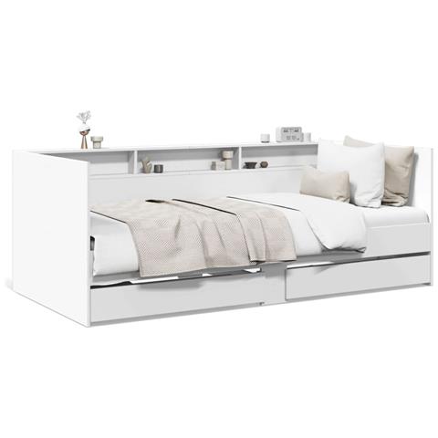 Lusso Casadino -  Divano Letto Con Cassetti Senza Materasso Bianco 75x190 Cm - Foto 1